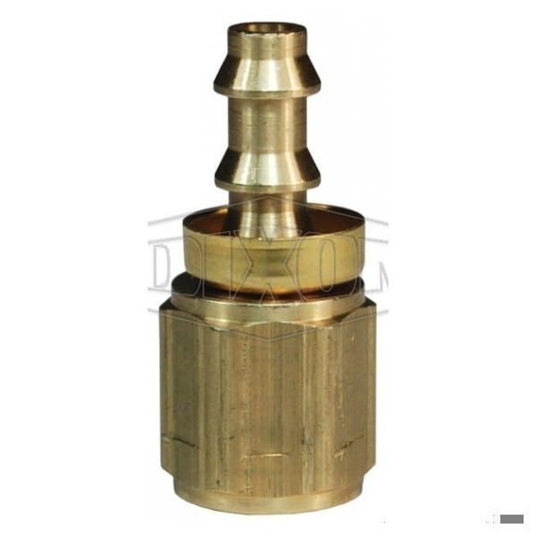 Hose Barb Fitting with Brass Cap, 3/4-14 x 3/4 in Nominal, FNPTF x Push-On Hose Barb End Style, Bras